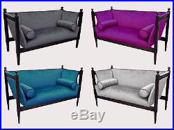 56 mid century REGENCY style finial top CUSTOM velvet art deco sofa love seat