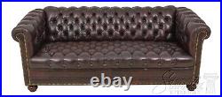 58210EC English Style Burgundy Leather Tufted Chesterfield Sofa