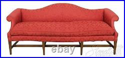58995EC HENREDON Red Damask Upholstered Federal Sofa