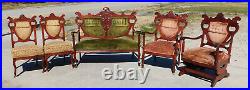 5 Piece Late Victorian Parlor SetSetteeRockerArm Chair2 Side Chairs