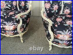 60389 Pair DECORATOR CUSTOM MADE French Carved Loveseats Sofa with BIRD figures