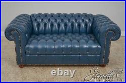 60922EC CLASSIC Blue Tufted Leather Chesterfield Loveseat