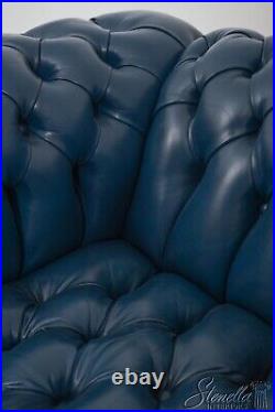60922EC CLASSIC Blue Tufted Leather Chesterfield Loveseat
