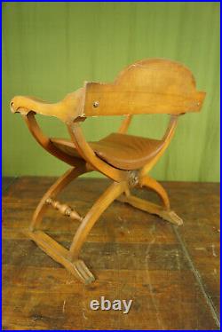 60er Vintage Scherenstuhl Leder Holz Sessel Easy Lounge Chair 1/2