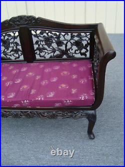 61229 Solid Mahogany Oriental Loveseat Sofa Bench Chair