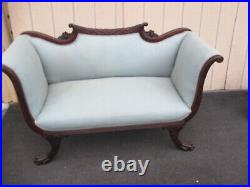 64043 Antique Mahogany Settee Loveseat Sofa Couch
