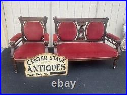 65220 Antique Victorian Settee Loveseat Couch with Chair