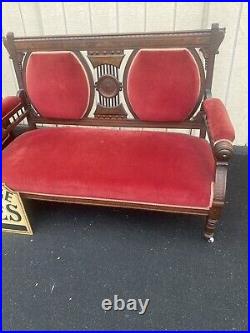 65220 Antique Victorian Settee Loveseat Couch with Chair