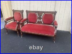 65220 Antique Victorian Settee Loveseat Couch with Chair