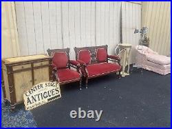 65220 Antique Victorian Settee Loveseat Couch with Chair