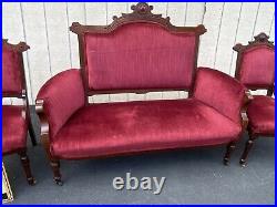 65725 Antique Victorian Loveseat with 2 Chair s