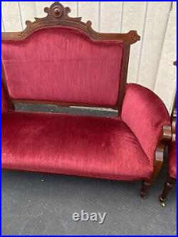 65725 Antique Victorian Loveseat with 2 Chair s