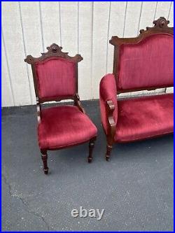 65725 Antique Victorian Loveseat with 2 Chair s