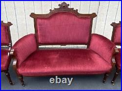 65725 Antique Victorian Loveseat with 2 Chair s