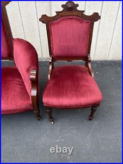 65725 Antique Victorian Loveseat with 2 Chair s