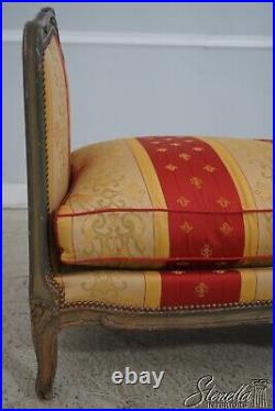 65732EC Antique French Louis XV Painted Finish Down Seat Chaise Lounge