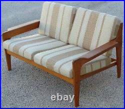 70-80s Solid Teak Wood Danish Modern KOMFORT Love Seat Couch
