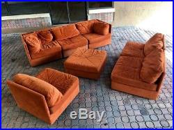 70's Vintage 7pc Selig Modular Sectional Sofa Mid Century Modern Baughman Era