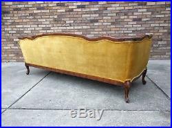 7ft french gold velvet walnut frame sofa MEYER GUNTHER MARTINI mid century baker