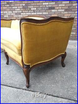 7ft french gold velvet walnut frame sofa MEYER GUNTHER MARTINI mid century baker