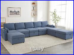 8 Modular Sectional U Shape Couch withStorage USB Port Cup Holder Convertible Sofa