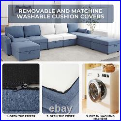 8 Modular Sectional U Shape Couch withStorage USB Port Cup Holder Convertible Sofa