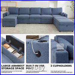 8 Modular Sectional U Shape Couch withStorage USB Port Cup Holder Convertible Sofa