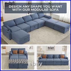 8 Modular Sectional U Shape Couch withStorage USB Port Cup Holder Convertible Sofa