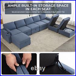 8 Modular Sectional U Shape Couch withStorage USB Port Cup Holder Convertible Sofa