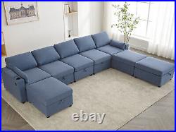 8 Modular Sectional U Shape Couch withStorage USB Port Cup Holder Convertible Sofa