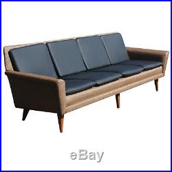 8ft Restored Danish Modern Dux Leather Sofa Couch ON SALE 45% OFF