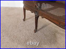 ANTIQUE 1940s French Louis XV Walnut & Cane Chaise Lounge