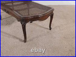 ANTIQUE 1940s French Louis XV Walnut & Cane Chaise Lounge