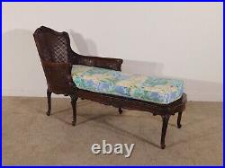 ANTIQUE 1940s French Louis XV Walnut & Cane Chaise Lounge