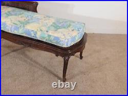 ANTIQUE 1940s French Louis XV Walnut & Cane Chaise Lounge