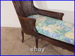 ANTIQUE 1940s French Louis XV Walnut & Cane Chaise Lounge