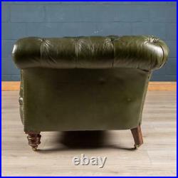 ANTIQUE 20thC VICTORIAN GREEN LEATHER CHESTERFIELD SOFA c. 1900