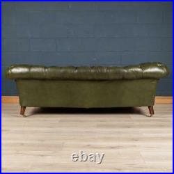 ANTIQUE 20thC VICTORIAN GREEN LEATHER CHESTERFIELD SOFA c. 1900