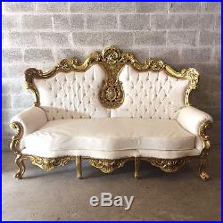 Antique Big Sofa/settee/couch In Italian Rococo Style In White Material