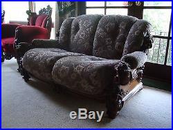 ANTIQUE French Walnut Rococo style Heavy Carved ornate chair sofa Loveseat