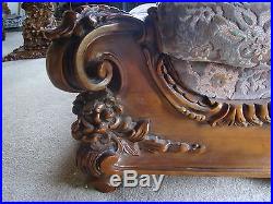 ANTIQUE French Walnut Rococo style Heavy Carved ornate chair sofa Loveseat