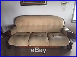 ANTIQUE French Walnut Rococo style Inlaid Flower ornate sofa Loveseat