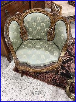 ANTIQUE Gilt SOFA +2 CHAIRS FRENCH LOUIS XVI STYLE WILL SHIP