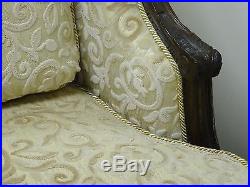 Antique Louis XVI Style Lush New Upholstered Carved Wood Recamier Daybed Chaise