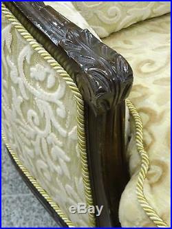 Antique Louis XVI Style Lush New Upholstered Carved Wood Recamier Daybed Chaise