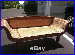 ANTIQUE SETTEE LOVESEAT Cane Bamboo Wicker Vintage Ornate Wood Couch Sofa