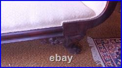 ANTIQUE Victorian PAW FOOT 19TH C. EMPIRE MAHOGANY SOFA ORNATE CARVINGS
