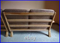 A. BRANDT Ranch Oak Sectional Couch 4 Seats Brown Cushions Mid Century Moden