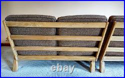 A. BRANDT Ranch Oak Sectional Couch 4 Seats Brown Cushions Mid Century Moden