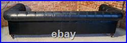 A Huge V Large Black Leather Chesterfield Sofa